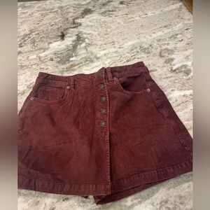 American Eagle Mom Skort Women 12 wine red‎ corduroy